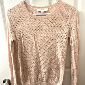 LOFT crochet sweater blush pink XS